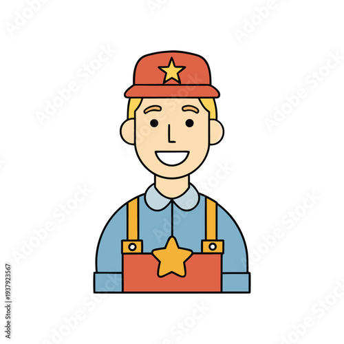 Man in overalls and hat with star, World Mental Health Day support