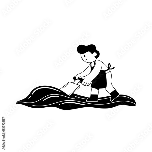 Minimalist Food Industry Vector or Simple Chocolate Tempering Illustration