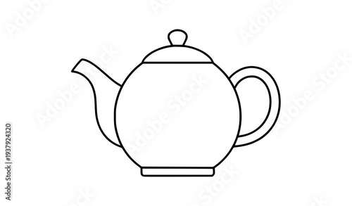 Teapot Outline Icon Thin Line Tea Kettle Vector Kitchen Symbol Isolated on White