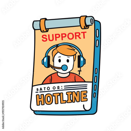 Support hotline worker with headset, offering help, World Mental Health Day service