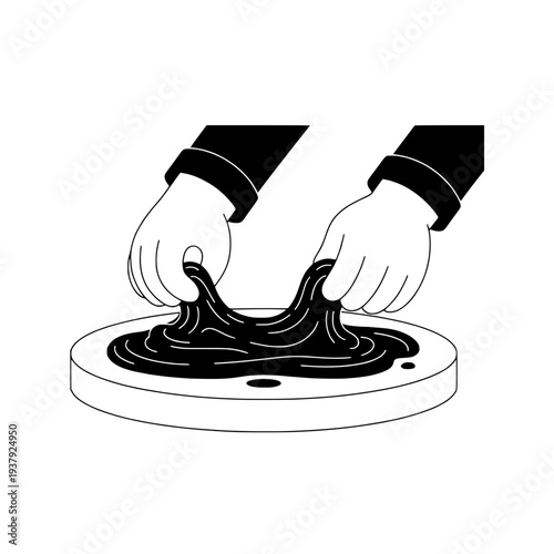 Chocolate Tempering Process Illustration or Hand Drawn Confectionery Preparation Graphic