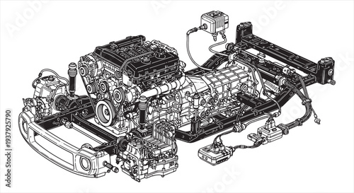 Fire Truck Blueprint – Emergency Rescue Vehicle CAD Technical Drawing