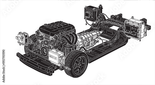 Fire Truck Blueprint – Emergency Rescue Vehicle CAD Technical Drawing