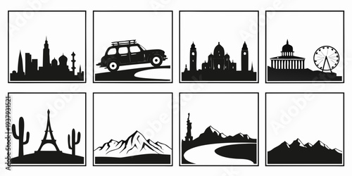 A collection of diverse and iconic landmarks from around the world Vector