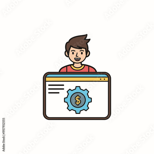 Man Managing Website Monetization vector illustration