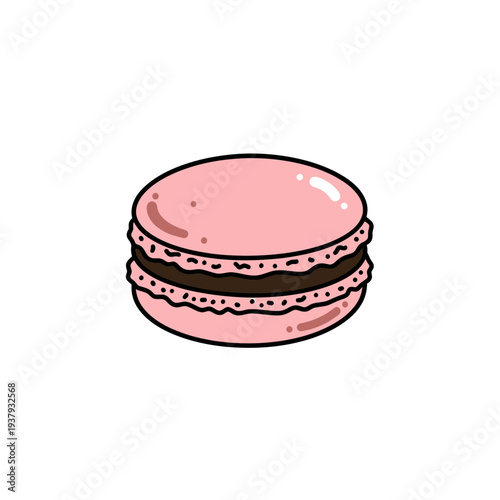 Pink Macaron Cookie vector illustration