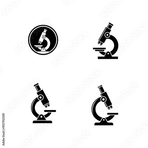Microscope Icons Set vector illustration