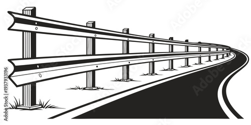 A sleek and modern staircase design with a black and white color scheme Vector