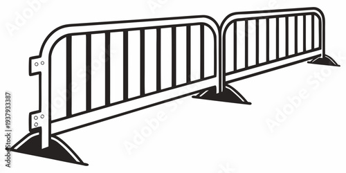 A set of three metal barricades with triangular bases for stability Vector