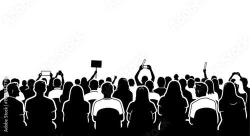 Crowd of People Protesting with Flags.