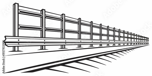 A detailed illustration of a railway track with multiple parallel lines Vector