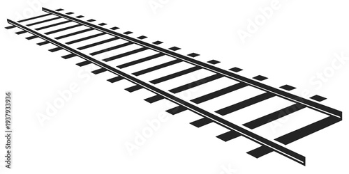 A detailed view of a set of train tracks extending into the distance Vector
