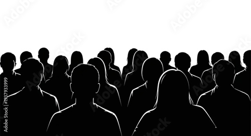 Crowd of People Silhouetted Against Light.