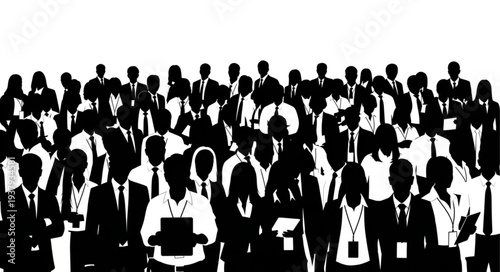 Crowd of Business Professionals Standing.