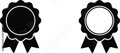 Two black ribbons one filled one outlined rosette medal