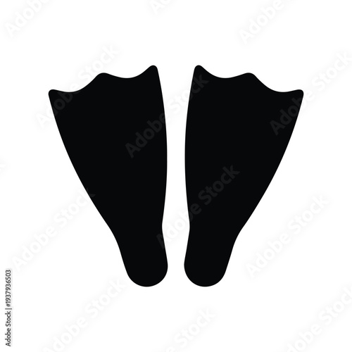 Diving Fins Flippers Black Silhouette Icon