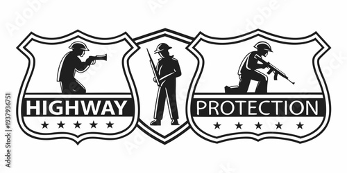 Highway and construction signs featuring workers and safety symbols Vector