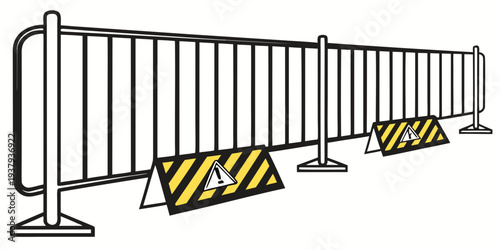 A row of orange and white striped barricades on a sidewalk Vector