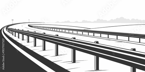 A long, winding road stretches into the distance, disappearing into the horizon Vector