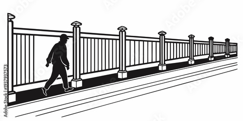 A man walking through a series of revolving doors in a long corridor Vector