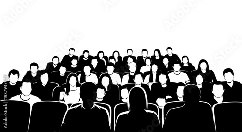 Crowd of People Watching Cinema.