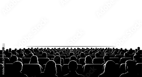 Crowd of People Watching Cinema.