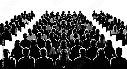 Crowd of People Silhouettes Gathering.