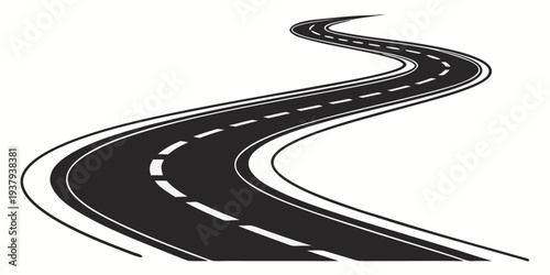 A winding road disappearing into the distance on a clear day Vector