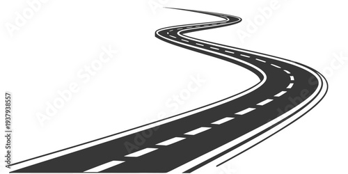 A winding road disappearing into the distance on a clear day Vector