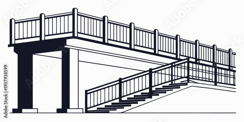 An architectural drawing of a modern multi-level parking structure with ramps Vector