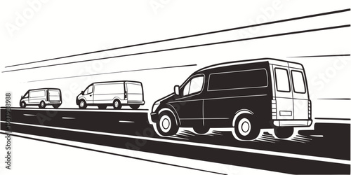 A line of cars waiting patiently at a traffic light on a city street. Vector