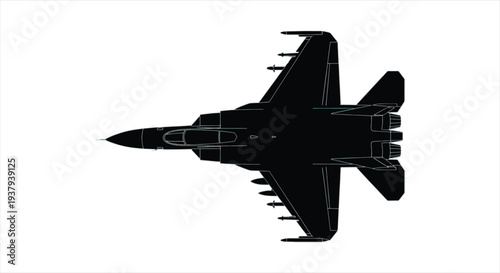 Fighter Jet Blueprint – Military Aircraft Aerospace Engineering CAD Technical Drawing