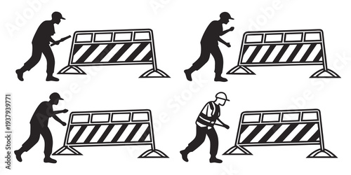 A sequence of a person running and jumping over barriers in a parkour setting Vector