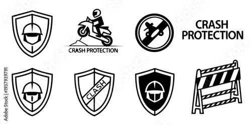 Collection of protective symbols and icons for various safety measures and precautions Vector