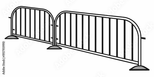 Two metal barricades with triangular bases standing side by side Vector
