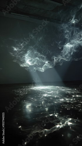 Wallpaper Mural Ethereal light dances across dark floor and ceiling Torontodigital.ca