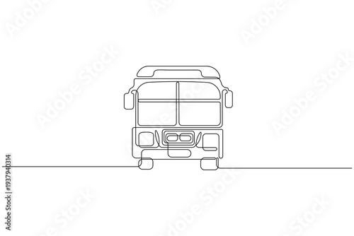 School bus public transport outline in a single line drawing minimalist aesthetic
