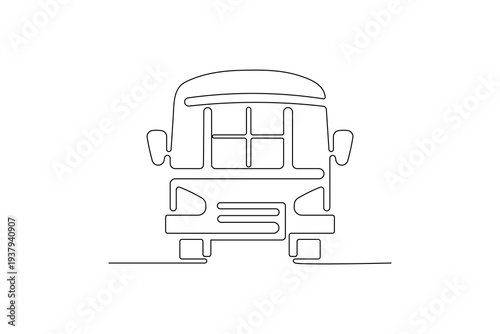 Modern bus outline in a continuous line drawing style for logo
