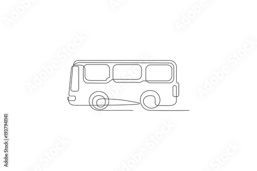 Public transportation icon with minimalist one line art aesthetic

