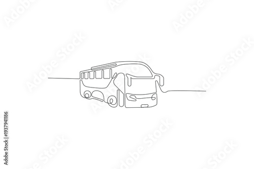 Travel coach and school transport continuous line drawing outline
