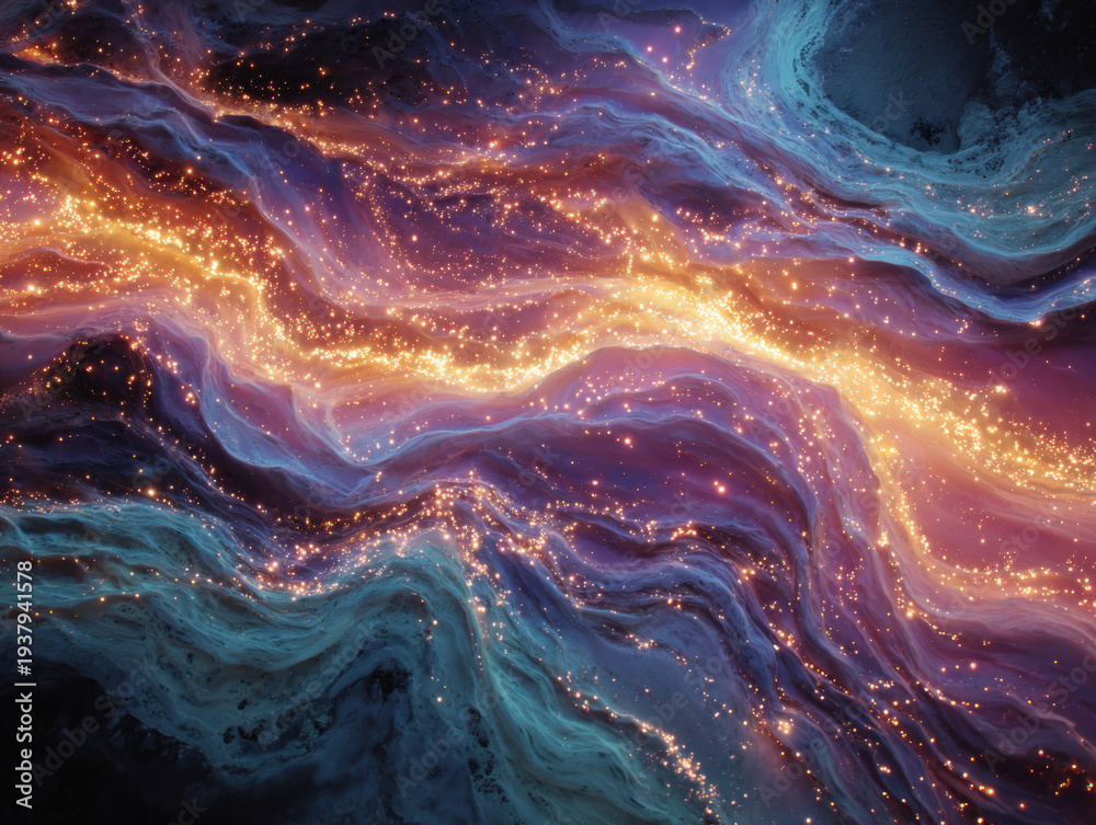 custom made wallpaper toronto digitalCosmic swirls glow with fiery energy and deep blues