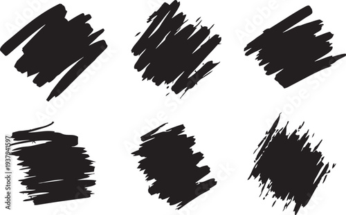 Collection of black brush strokes on white background