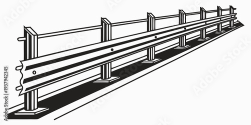 A detailed illustration of a series of escalators in a modern building. Vector