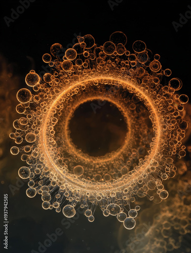 Wallpaper Mural Golden bubbles swirl in a cosmic, glowing ring Torontodigital.ca