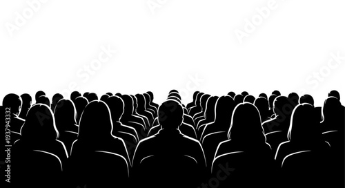 Crowd Silhouettes Watching Event Together.