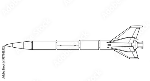Simple Line Drawing of Missile.