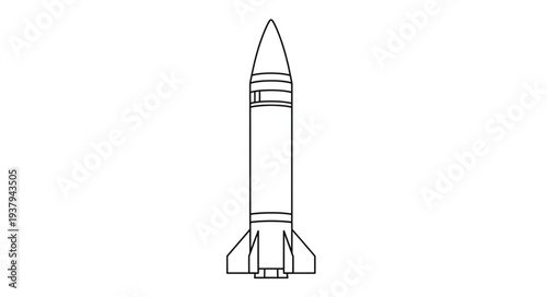 Simple Line Drawing of Rocket.