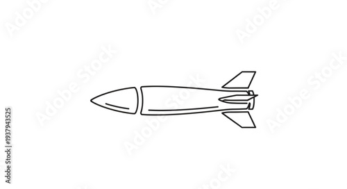 Simple Line Drawing of Missile.