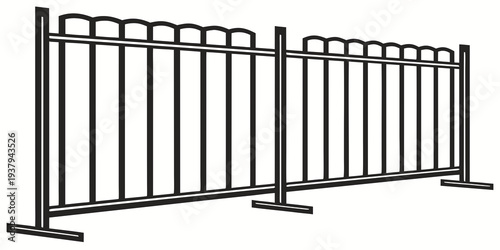 A sturdy metal barricade with horizontal bars and a simple design. Vector