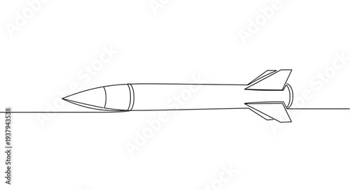 Simple Line Drawing of Missile.